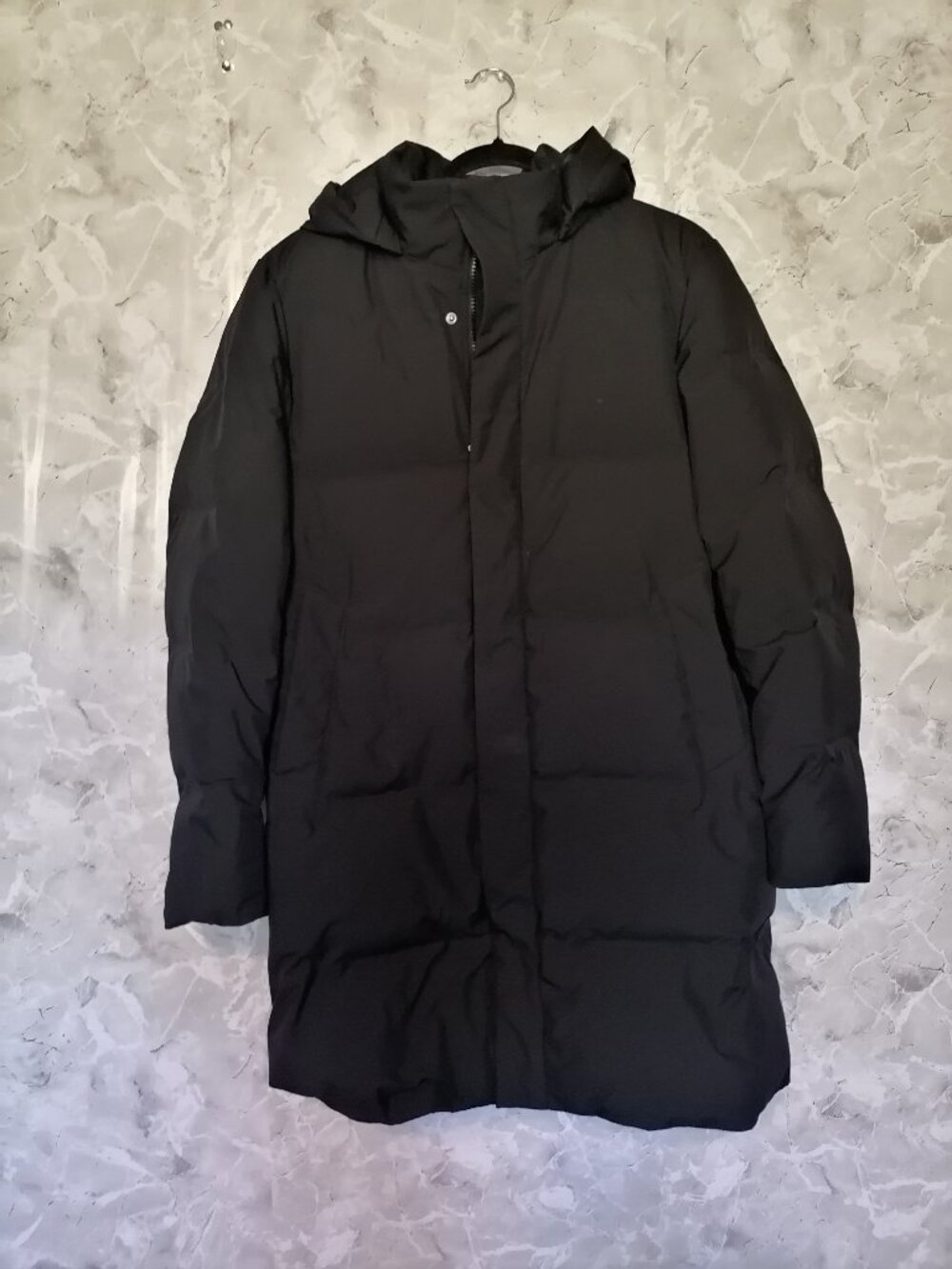 Uniqlo Dark BLACK Down Coat S Winter Long Puffer Jacket men's